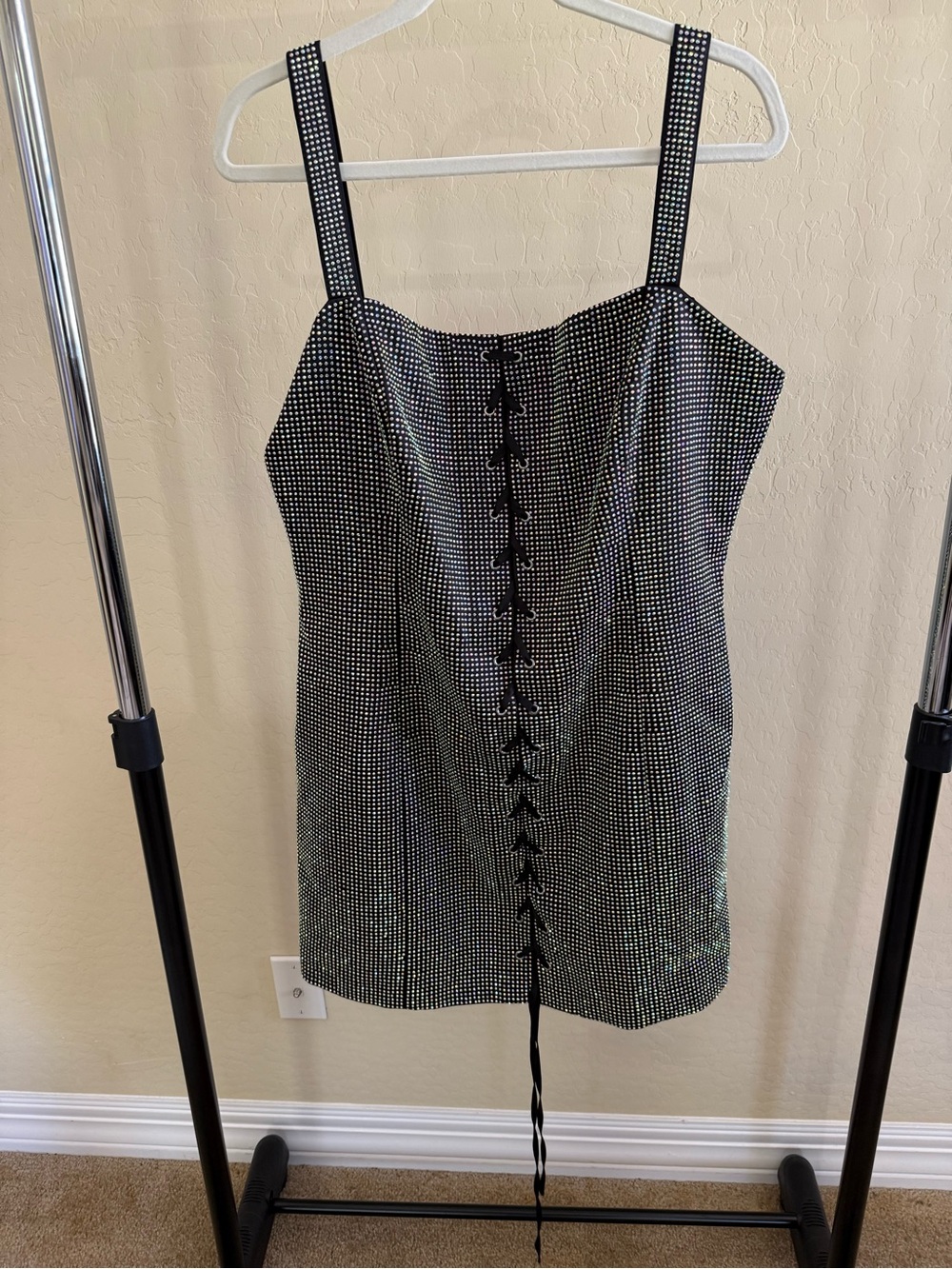 Nasty Gal Black Iridescent Rhinestone Mini Skirt
